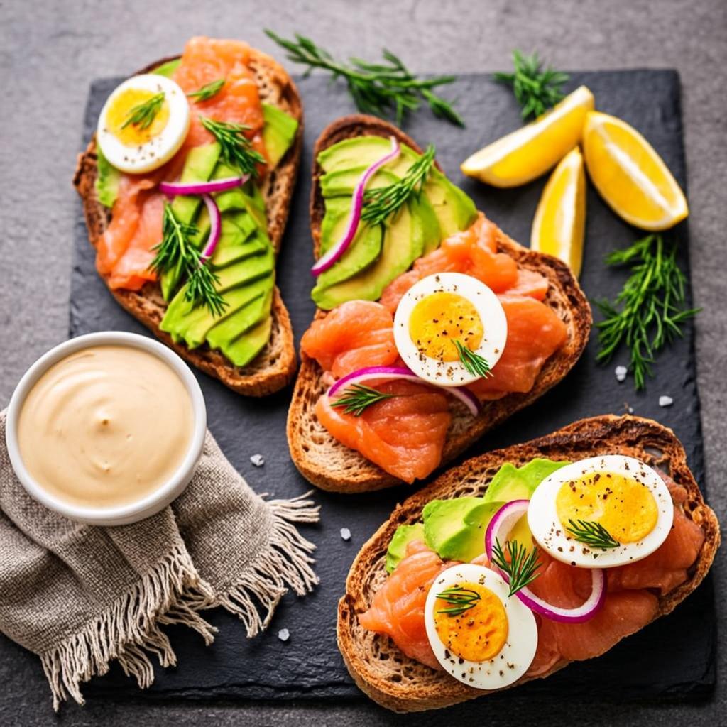 Smoked Salmon, Egg and Avocado with Sourdough Bread